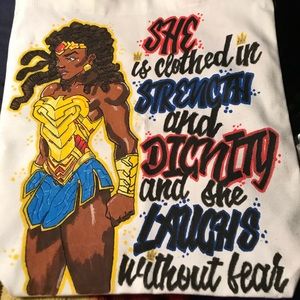 Hand painted black Wonder Woman tote